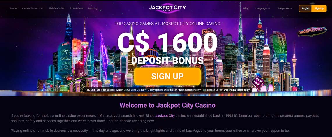 Jackpot City casino deposit bonus